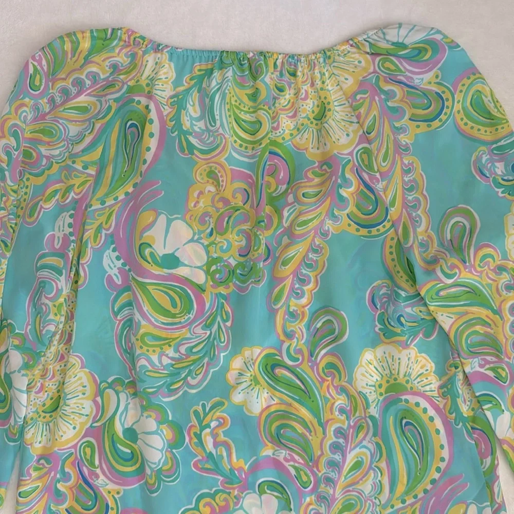 Lilly Pulitzer | Sarabeth 3/4 Sleeve Silk Blouse Double Trouble 91852 (S) - Picture 12 of 16